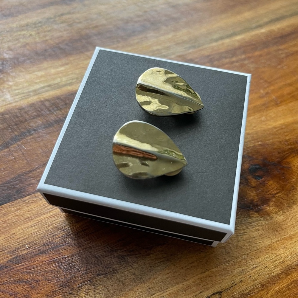 Vintage Givenchy Gold Plated Leaf Clip on Earrings.